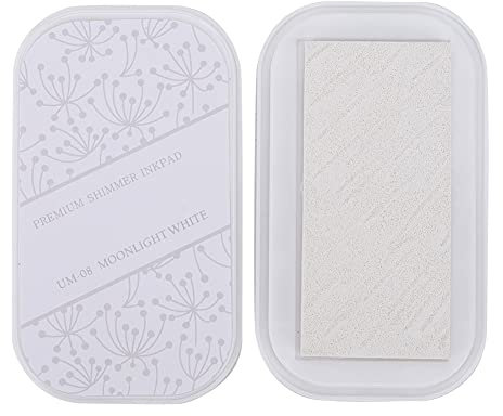 Yuecoom Stempelkissen, Metallfarbe, Große DIY-Handwerk, Gummi, ölige Stempelfarbe, DIY-Stempelkissen Für Stempel, Papier, Scrapbooking, Holzstoff(Mondweiß)