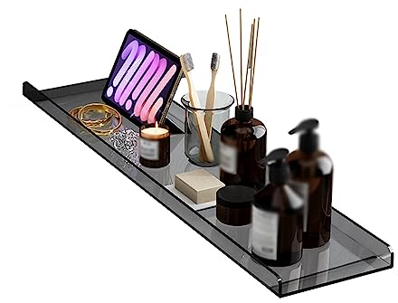 Badewannenablage, Acryl-Badewannenregal, Luxuriöser Badezimmer-Organizer, Bietet Platz Für Bücher, Telefone, Kerzen, Wein Und Tablets, Passend Für Alle Badewannen (Color : Schwarz, S : 100CM)