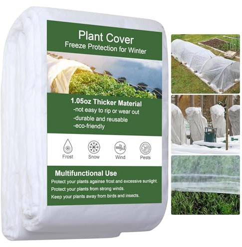 Fiauli Vliesstoff-Frostschutzhüllen, große Größe, atmungsaktiv, frostbeständig, Pflanzenvlies, Frostschutz, Gartenvlies für Erdbeeren, Pflanzen, Gemüse, 200 x 500 cm