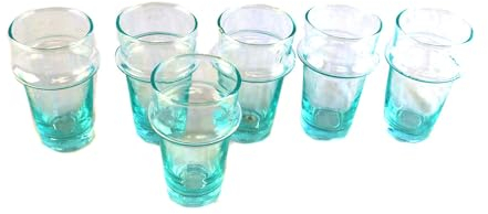 ARTIGIANATO VULCANO Lot de 6 verres marocains en verre beldi