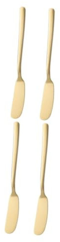 Cabilock 4piezas Cuchillo De Untar De Acero Inoxidable Para Queso Mantequilla y Crema Utensilios De Cocina Dorados Para Decorar Tartas y Servir Restaurantes