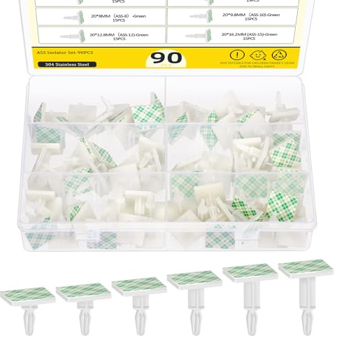 Mardatt 90Pcs Sticky PCB Abstandshalter, 0.63 0.5 0.38 0.31 0.24 0.21 Traghöhe Klebende isolierte Abstandshalter Sticky Reverse Mount PCB Abstandshalter für 0.12 Loch PC Board