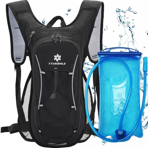 TTIAISHLE Mochila Agua Hidratación para Bicicleta con Bolsa 2 Litros, Mochila Hidratación Impermeable para Senderismo, Escalada, Ciclismo, Correr, Camping, Ultraligera