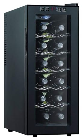 forestalk 12 Bottle Wine Cooler Mini Bar Refrigerator 11-18°C Adjustable Temperature Touch Control Led Lights Sleek Stylish Suitable For Home Bar Party Black,12 Bottles