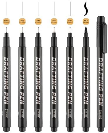 SMOOTHERPRO Fineliner Schwarz Stifte 6 Stück Wasserfest - Schwarz