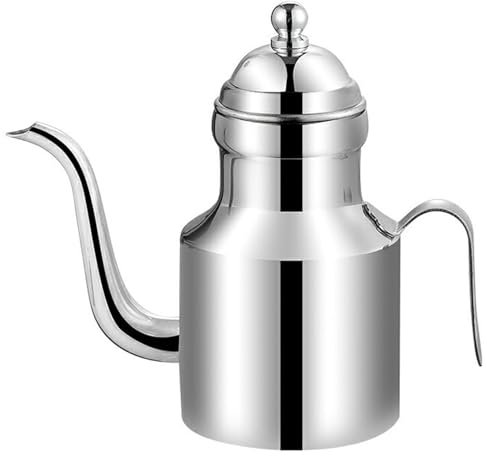 Veesper Stainless Steel Oil Dispenser, 11 Oz, No-Drip Pouring, Silver, Reusable, Cooking, Storing and Dispensing Liquids