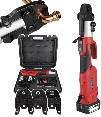 agreilduite Outil sertissage tuyaux de plomberie sans Fil, Outils de sertissage de tuyaux hydrauliques Professionnels alimentés par Batterie, Pince à sertir électrique avec 2 Piles/3 Matrices,1Series