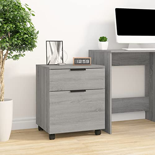Xichuzi Mobiler Aktenschrank mit Rollen Grau Sonoma 45x38x54 cm, Metallschrank, Werkstattschrank, Werkzeugschrank, Büroschrank, Lagerschrank, Garagenschrank