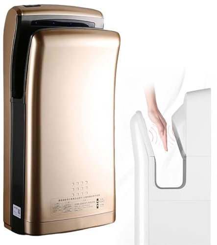 YEHOZZ Asciugamani Automatico, Asciugamani Elettrico da Parete, Asciugamani Commerciale, 5 Secondi per Asciugare, Sensore Automatico per Bagno,Gold