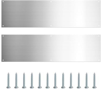 Placas para puerta de acero inoxidable, paquete de 2 placas de protección para puerta delantera, protectores de puerta de metal, zócalo de puerta exterior para puerta delantera exterior o puerta