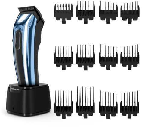 Rowenta Barber Experience, cortapelos para hombre, cuchilla XL TN1551 | Revestimiento de carbono tipo diamante (DLC), autoafilado, Accesorios fáciles de mantener, Color: Metal líquido/Black Glama