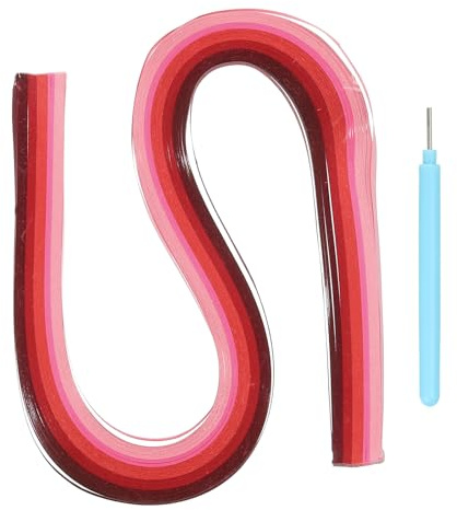 sourcing map Paper Quilling Kit, 21.3 Inch 5mm Paper Quilling Strips with Blue Pen for Beginners DIY Hand Crafts Teaching Tools Flower Decoration(Red, Pack of 120)