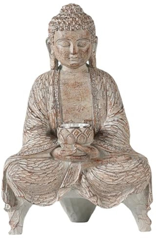 Ligeinsrk Statue de Bouddha Garden extérieur Statues Bouddha Statues Zen Garden avec des lumières solaires, Ornements solaires pour la Maison Spiritual Meditation Fengshi Decor Style 1statue