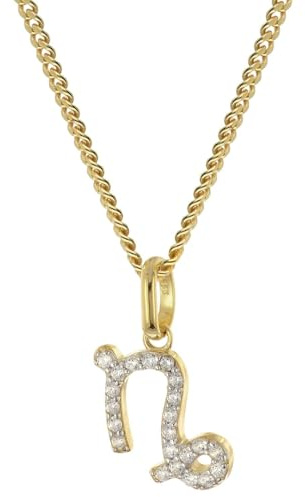 GLIZZ Sternzeichen Steinbock Gold 333/8K an vergoldeter Silberkett | modischer Halsschmuck für Frauen, zauberhafte Geschenkidee und edles Accessoire,