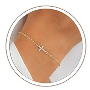 Turandoss Kommunion Geschenke für Mädchen - Zarte 14K Verstellbares Kreuz Armband Damen Armband Gold Personalisierter Christlicher Schmuck Konfirmation Geschenke Mädchen