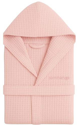 o-day Accappatoio Nido D'Ape Donna e Accappatoio Nido D'Ape Uomo in Cotone con Cappuccio Tasche e Cintura, Leggero e da Viaggio S-XXXL (IT, Testo, M, Regular, Regular, Modello 5 - Rosa)