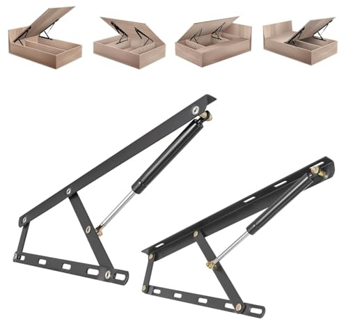 Juego de mecanismos elevables para Cama, Pack de Sistema Completo de Elevación Hidráulicos Profesional para Canapés, Incluye Bisagras Pistones Tornillería, Movilidad para Cama Abatible(110cm/43.3in)