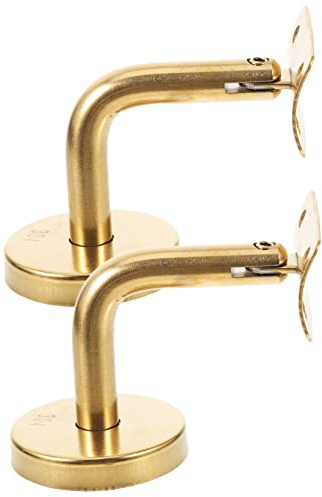 Soporte Dorado de Acero de Inoxidable para Escalera Pasamanos 2 Piezas | Montaje Fácil, Resistencia al Óxido, Apoyo Firme, Accesorios para Barandilla y Pasamanos en Escaleras