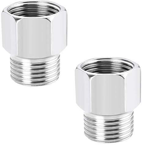 QZKJQDD 2 Pcs 1/2” Female to 1/2” Male Adapter, Thread Stainless Female Pipe Adapter, Stainless Steel Hex Nipple, Reducing Adapter Fitting Converter, for Pipe Connecting Conversion