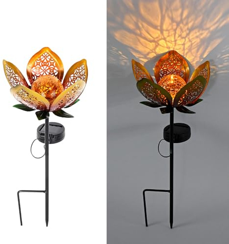 YMTengFei Solar Lights Outdoor Garden Decor, LED Lotus Flower Lamp