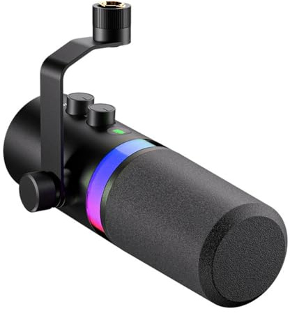 Ujjdwiurgh Microfono da Gioco RGB Microfono Dinamico USB/XLR Microfono A Doppia modalità con Cancellazione del Rumore Microfono per Podcast Durevole