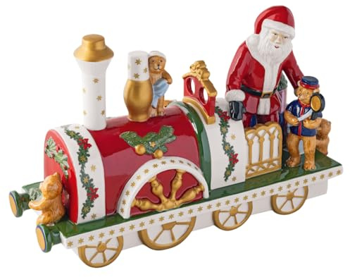 Villeroy & Boch - Christmas Toy's Lokomotive Bunt, Weihnachten, Weihnachtsdekoration für Innen, Figur für Tisch, Regal und Fensterbank, Dekofigur, Winterdekoration, Porzellan