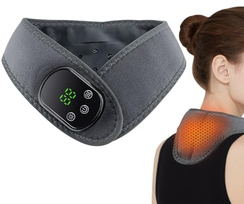 Coussin chauffant pour le cou | 5 réglages de chaleur – Chauffage électrique avec massage par vibrations – pour femmes, hommes, personnes âgées, lieu de travail à domicile, relaxation quotidienne