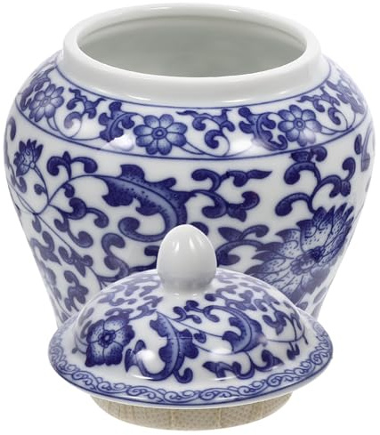 BESPORTBLE Keramik Teedose mit Deckel Vintage Chinesischer Stil Luftdichte Haushalts vorratsdose für Tee Süßigkeiten Retro Blau weißes Porzellan Kleines Teeaufbewahrungsglas Geschenkidee