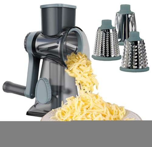TocaFeank Rallador De Queso Giratorio,Cortador de Alimentos Manual con Múltiples Funciones,Rallador De Queso Portátil - para Zanahorias Frutas Pepino Patatas y Cocina de Restaurante