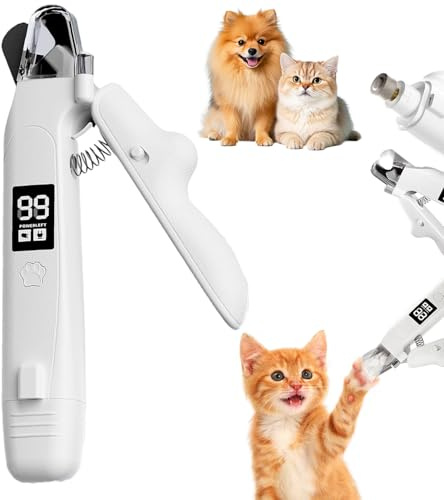 Soin des griffes 2 en 1 pour chiens, ciseaux à griffes pour chiens, coupe-ongles pour chats, lime à griffes pour chiens Lime à griffes électrique avec lumière LED, ciseaux à griffes pour chats
