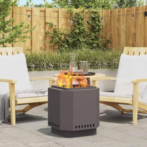 Feuertopf ﻿Kaminfeuer Feuerschale,Feuerstelle Schwarz 48 x 48 x 51 cm Stahl,Feuertopf Für Camping,Garten Und Terrasse,Leicht Zu Warten
