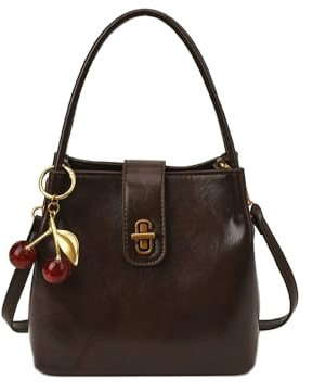 KEKUBUWE Satchel Purses for Women, Vegan Leather Tote Shoulder Bag, Retro Shoulder Crossbody Bag (Coffee,One Size)
