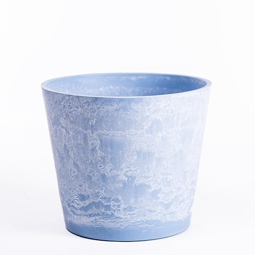 Garden Gear Caesar Sky Blue Marble Effect Planter Plant Pot Frost Resistant Indoor Outdoor Decorative Bowl & Tall Planters with Drainage (Planter 50cm)