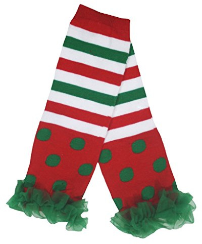 Petitebelle RGW Stripes grüne Tupfen Baumwolle Rüschen-Bein-Wärmer 2-6y Einheitsgröße rot