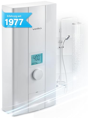 VEITO Blue S Durchlauferhitzer 21kW 400V LCD-Display Sensor | LCD-Display, Eingangstemperatursensor für präzises Heizen, stufenlos einstellbar, Eco-Modus, Überhitzungsschutz