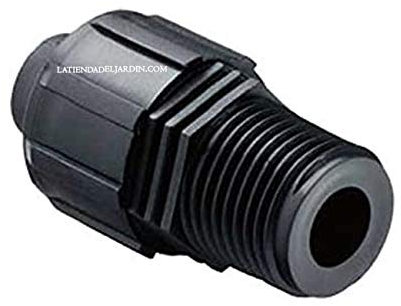 Suinga Pack 100 Conectores Racor Macho 3/4'' x 16mm Cinta de Riego Goteo | Conectores para Sistema de Riego por Goteo, negro