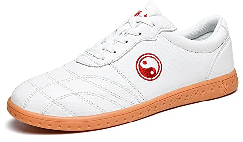 Unisex Tai Chi Wu Shu Kung Fu Scarpe Traspirante Antiscivolo Sport Palestra Sneaker per Il Giorno Formazione Esercizi mattutini Pelle Bianca 42 EU