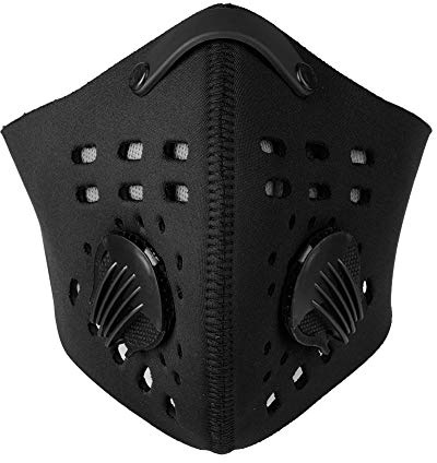 Ginyia Masque anti-poussière, demi-masque de filtre coupe-vent respirant avec crochet et boucle, matériau néoprène de qualité 4 couleur en option pour le cyclisme en extérieur(Noir)