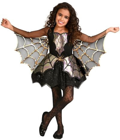 amscan 9905066 Barn iriserande spindelnät flicka maskeraddräkt halloween kostym ålder 4-6 år