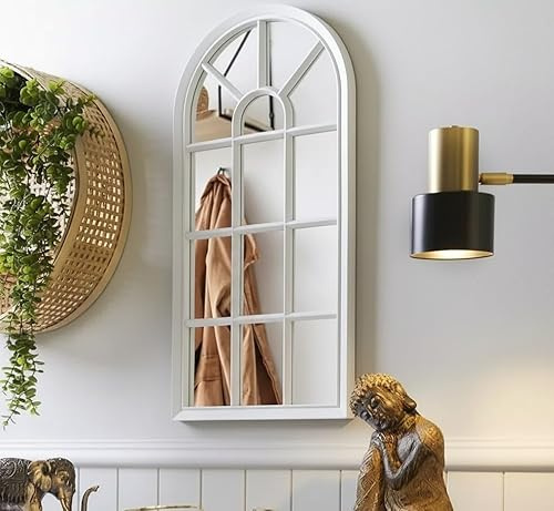 DEENZ Window Style 70cm Mirror Living Room Decoration Hallway Home Panel Wall Glass (White)