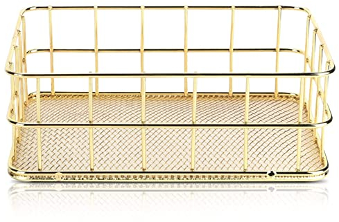 HERCHR Kleine Drahtkorb, Drahtkorb Eckig Rechteckig Metallkorb Schmal, Kleiner Aufbewahrungskorb Badkorb, Metall-Organizer-Korb, Metallkorb Zum Aufhängen, Metall Aufbewahrungskorb Grid Drahtkorb