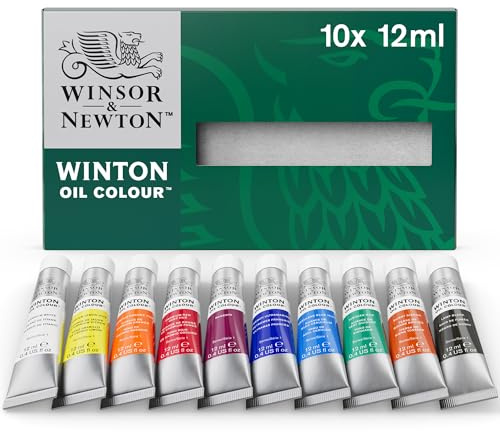 Winsor & Newton Winton Oil Color Paint Set, 10 x 12ml (0.4-oz) Tubes