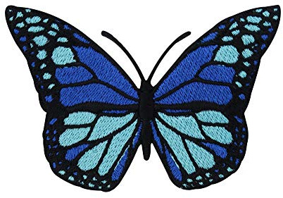 Finally Home Blauer Schmetterling Patch zum Aufbügeln | Butterfly Patches, Bunte Tiere Bügelflicken, Falter Flicken, Aufnäher für Jeansjacken und andere Kleidung