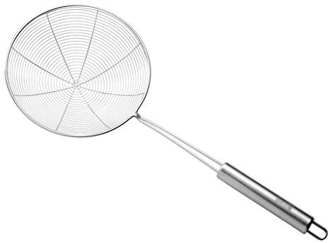 QINGGANGLING999 Filtres à Mailles Écumoire en Acier Inoxydable araignée Passoire Louche avec poignée Confortable for Spaghetti Nouilles et Frying Cuisine (Argent) Gadgets de Cuisine (Size : 18cm)