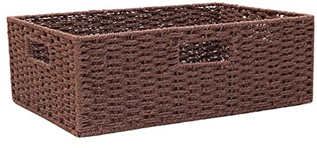 Cabilock Rattankorb Rattan Wäschekorb Aufbewahrungskorb Regalkorb Geflochtener Korb Obstkorb Rechteckiger Weidenkorb Serviertablett Ordnungsbox Wicker Basket für Küche Wohnzimmer Organizer