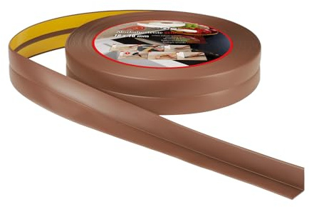 Battiscopa Morbido PVC Autoadesivo Flessibile Elastico 18x18mm 10m Marrone | Nastro sigillante angolare, per cucina, bagno, lavabo, vasca e finestre, montaggio facile