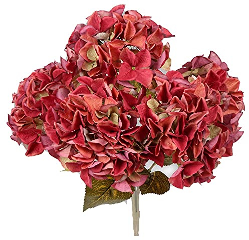 Matches21 Lot de 5 fleurs d'hortensia artificielles 1 bouquet de 5 fleurs Ø 18 cm – Bordeaux