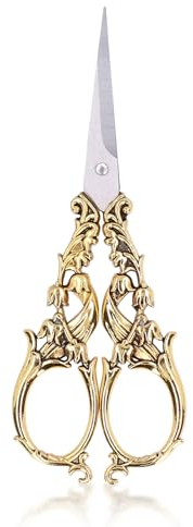 Näh Schere,Vintage Stil Stickschere,Edelstahl Scharfe Spitze Nähen Schere 14,5 cm/5,7 Zoll für Stickerei, Handarbeiten, Nähen, Basteln und Täglichen Gebrauch (Gold) (Gold)