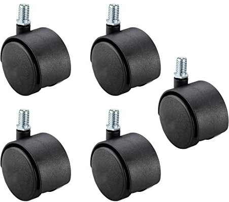 1 Set di 5 Rotelle Sostitutive per Sedie da Ufficio,Ruote Girevoli per Sedie/Tavolo,rotelle Pivotanti con Freno,rotelle Doppie Nere per Pavimenti Duri,con Bulloni M8/m10,M10-5nobrakes