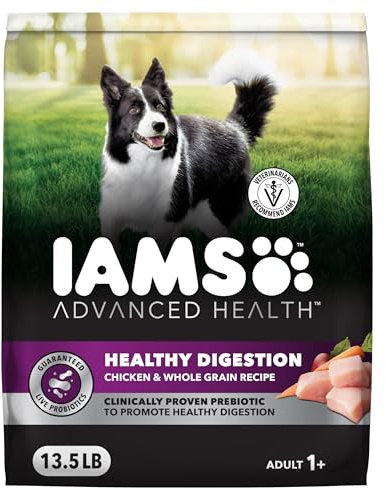 IAMS Advanced Health Dry Dog Food Healthy Digestion, Adult Dog Food with Real Chicken Recipe, 13.5 lb. Bag